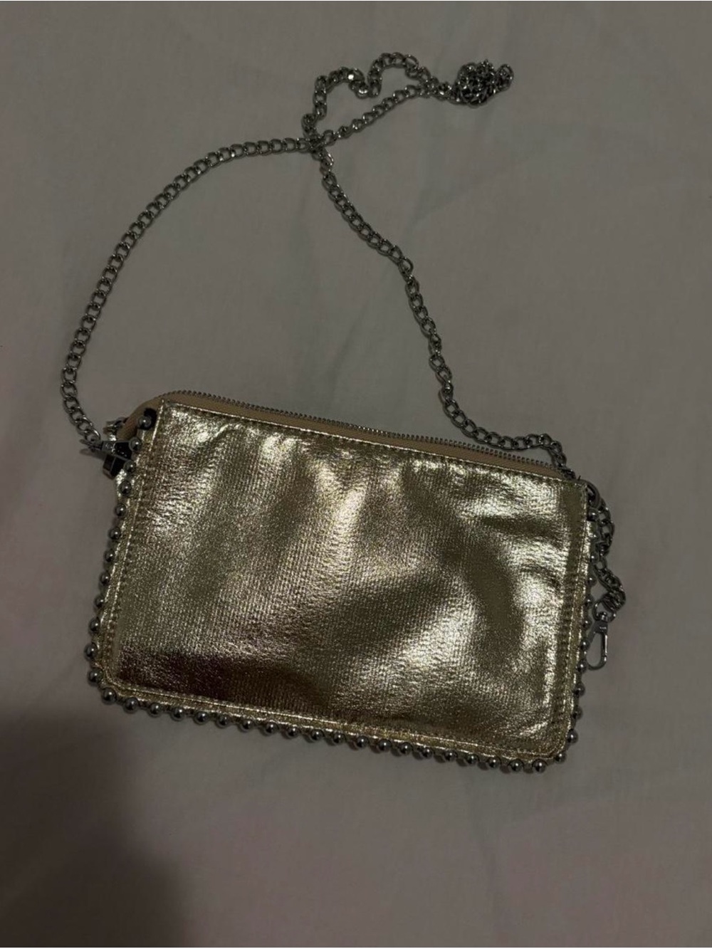 Metallic Gold Chain Crossbody Bag